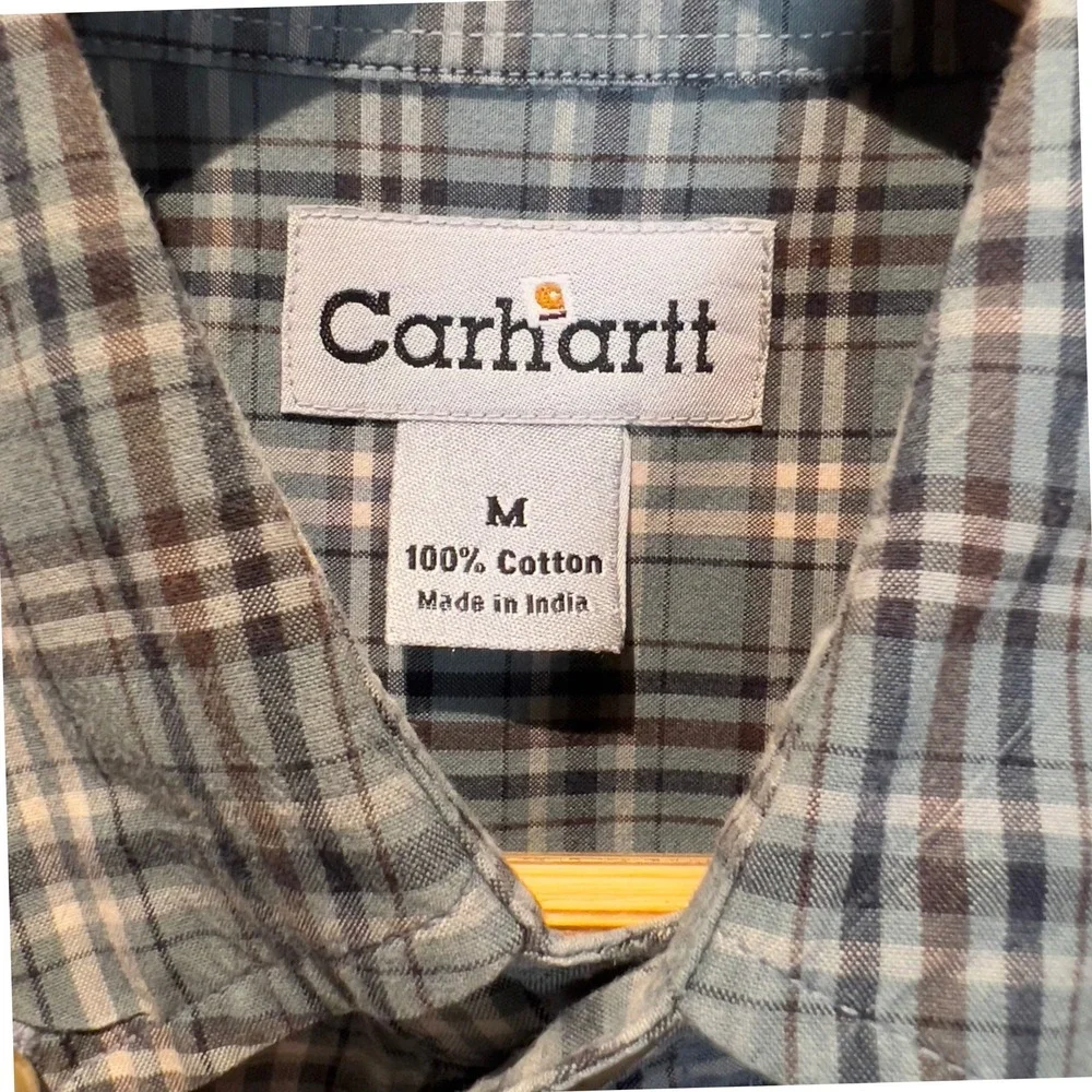 Carhartt‎ Plaid Button Down Long Sleeve 100% Cotton Pocket Casual Shirt Mens Med